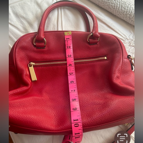 Michael Kors Red Leather Satchel with Cross Body Strap Gold Tone Hardware - Picture 8 of 8